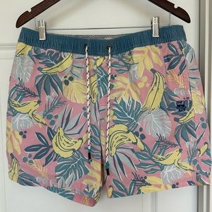 XL Mens Party Pants Swim Trunks / Shorts - Banana Tropical Print